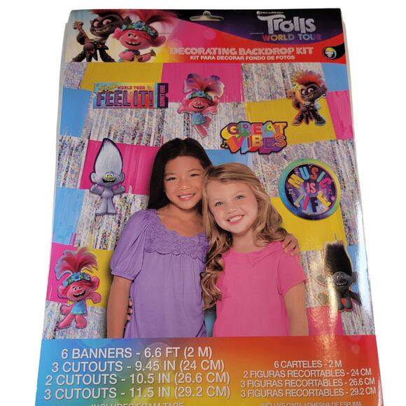 Trolls World Tour Party Decor Set Backdrop, Table Centerpieces, Favor Boxes Lot - Picture 14 of 16